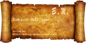 Babics Mózes névjegykártya