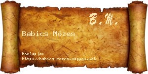Babics Mózes névjegykártya